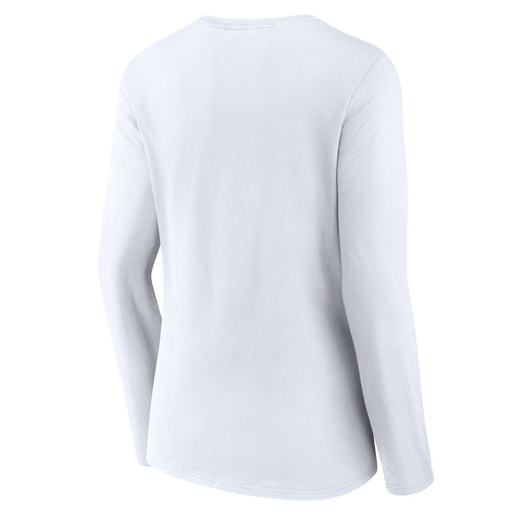 Minnesota Vikings Women's Logo Team Lockup Long Sleeve V-Neck T-Shirt White | NFL