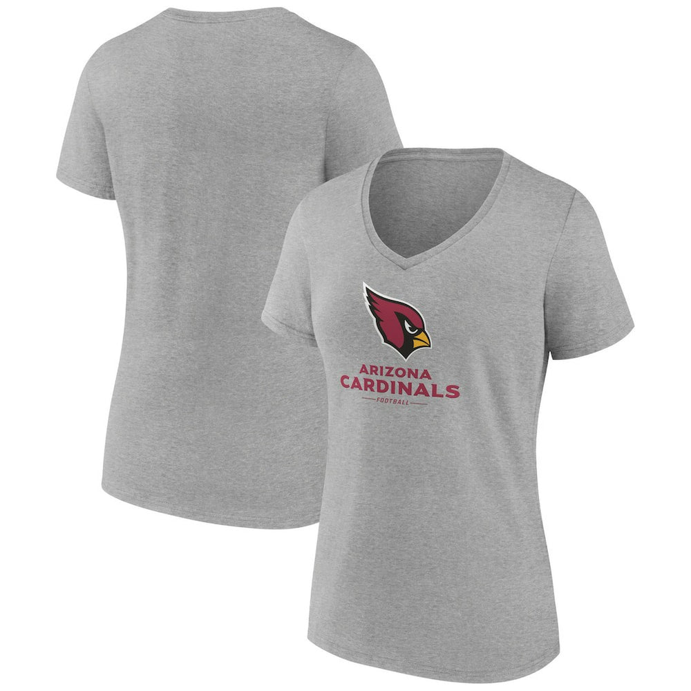 Arizona Cardinals Women's Logo Team Lockup V-Neck T-Shirt Gray | NFL