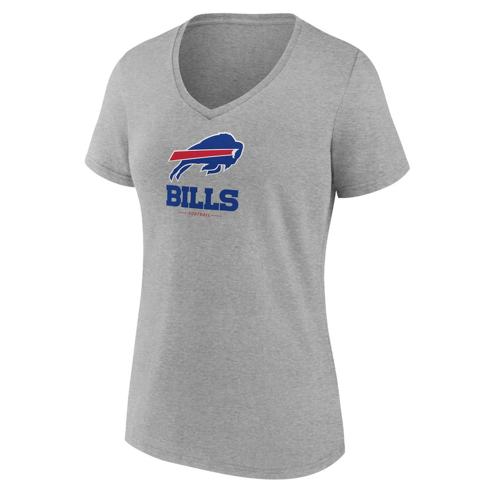 Buffalo Bills Women's Logo Team Lockup V-Neck T-Shirt Gray | NFL