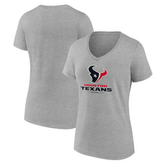 Houston Texans Women's Logo Team Lockup V-Neck T-Shirt Gray | NFL