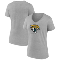Jacksonville Jaguars Women's Logo Team Lockup V-Neck T-Shirt Gray | NFL
