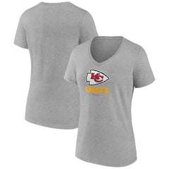 Kansas City Chiefs Women's Logo Team Lockup V-Neck T-Shirt Gray | NFL