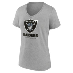 Las Vegas Raiders Women's Logo Team Lockup V-Neck T-Shirt Gray | NFL