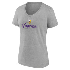 Minnesota Vikings Women's Logo Team Lockup V-Neck T-Shirt Gray | NFL