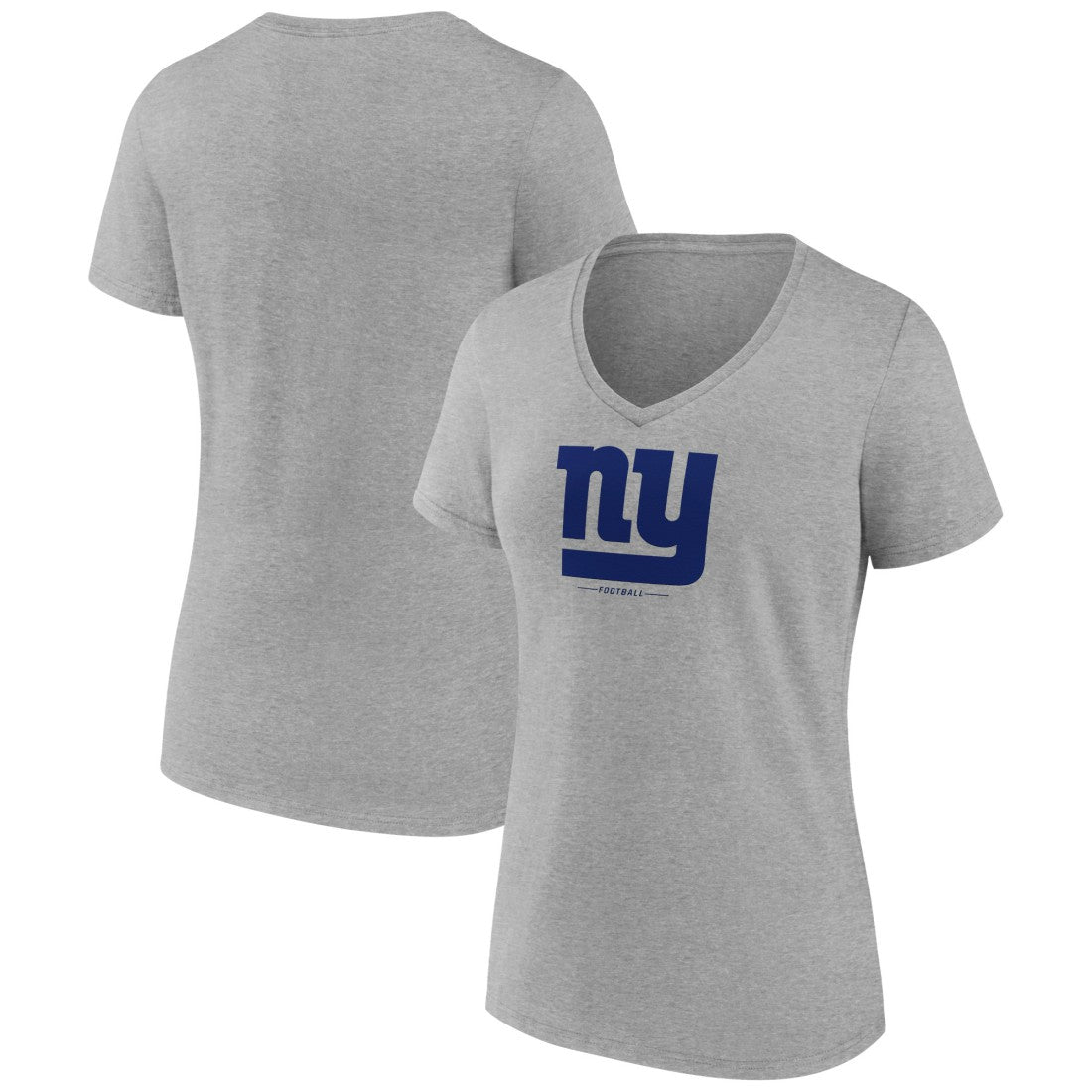 New York Giants Women's Logo Team Lockup V-Neck T-Shirt Gray | NFL
