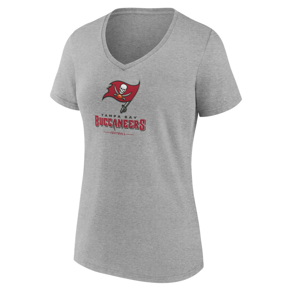 Tampa Bay Buccaneers Women's Logo Team Lockup V-Neck T-Shirt Gray | NFL
