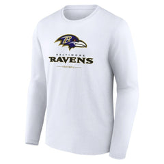 Baltimore Ravens Logo Team Lockup Long Sleeve T-Shirt White | NFL