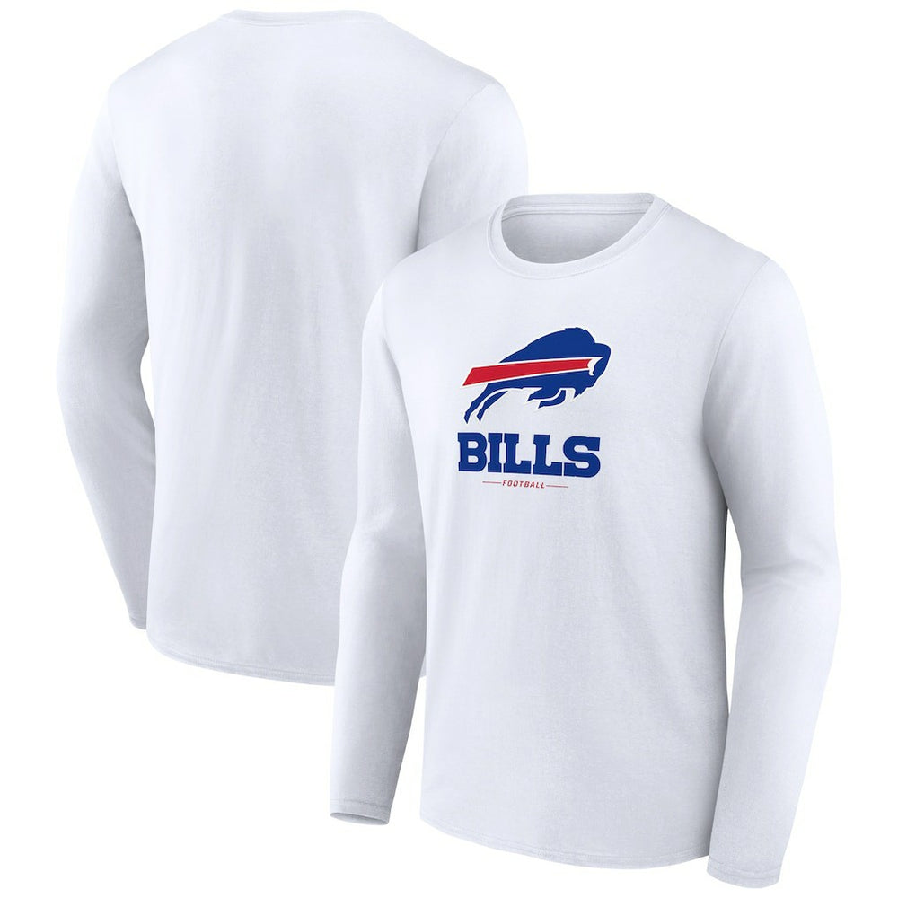 Buffalo Bills Logo Team Lockup Long Sleeve T-Shirt White | NFL