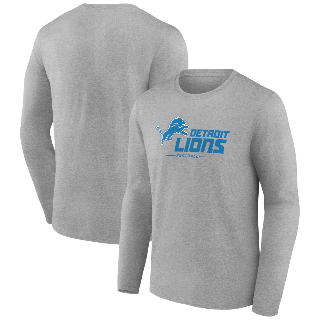 Detroit Lions Logo Team Lockup Long Sleeve T-Shirt Gray | NFL