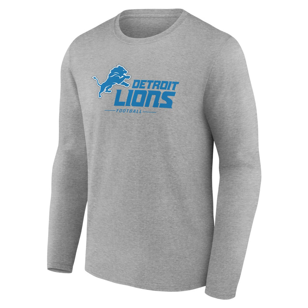 Detroit Lions Logo Team Lockup Long Sleeve T-Shirt Gray | NFL