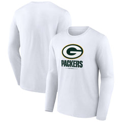 Green Bay Packers Logo Team Lockup Long Sleeve T-Shirt White | NFL