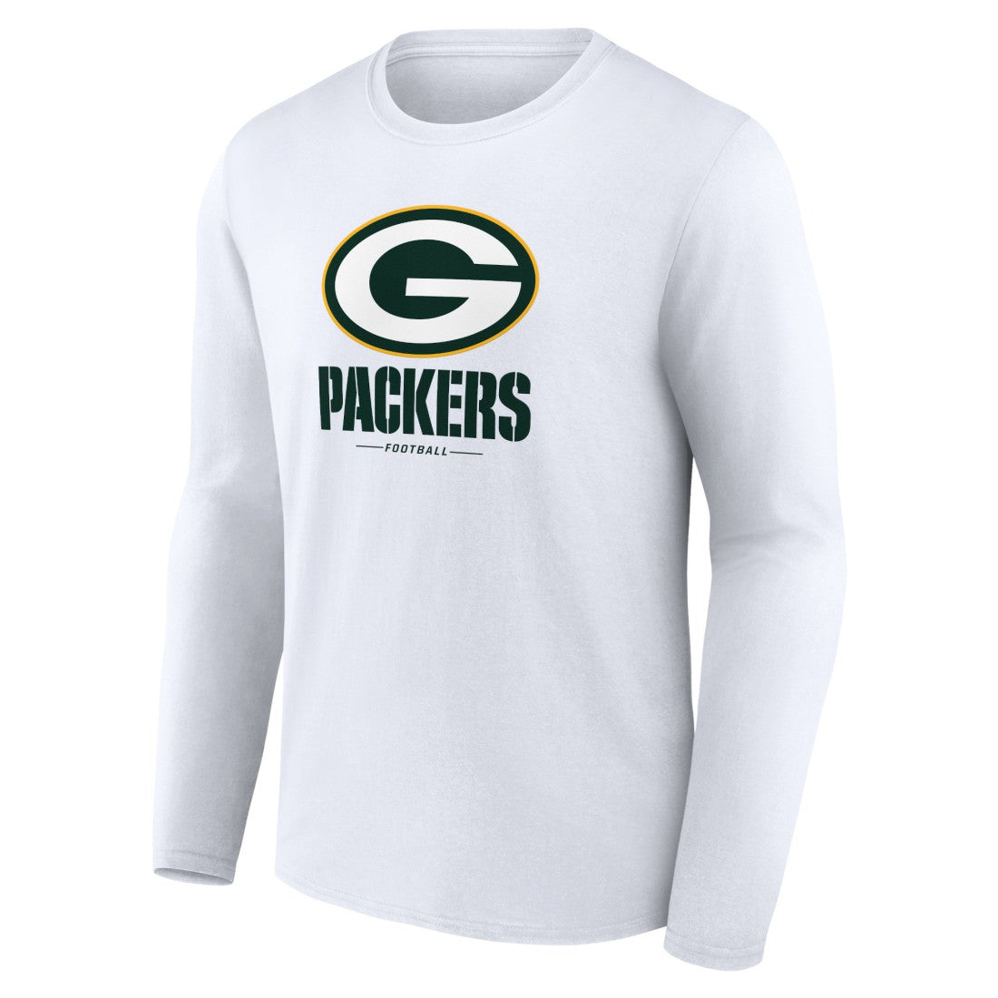 Green Bay Packers Logo Team Lockup Long Sleeve T-Shirt White | NFL