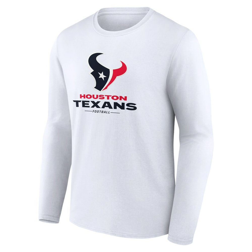 Houston Texans Logo Team Lockup Long Sleeve T-Shirt White | NFL