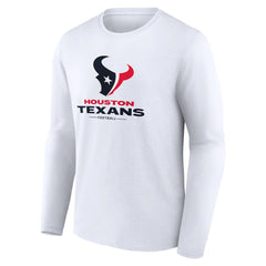 Houston Texans Logo Team Lockup Long Sleeve T-Shirt White | NFL