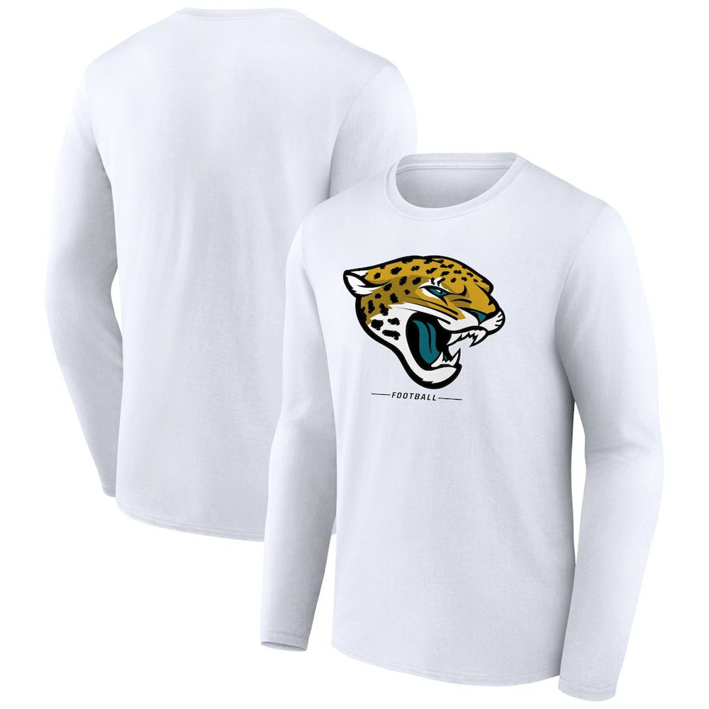Jacksonville Jaguars Logo Team Lockup Long Sleeve T-Shirt White | NFL