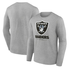 Las Vegas Raiders Logo Team Lockup Long Sleeve T-Shirt Gray | NFL
