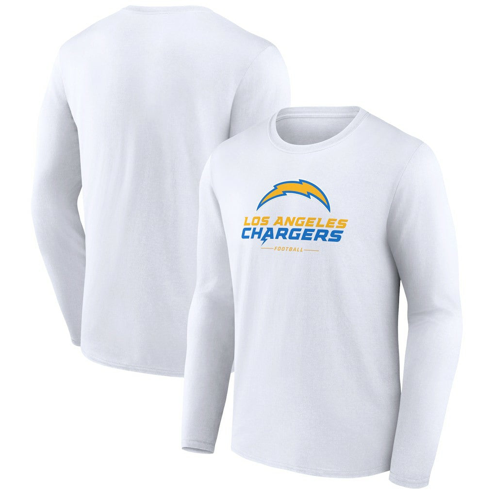 Los Angeles Chargers Logo Team Lockup Long Sleeve T-Shirt White | NFL