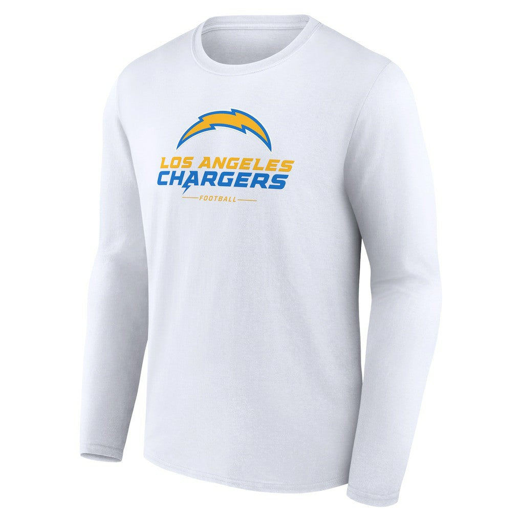Los Angeles Chargers Logo Team Lockup Long Sleeve T-Shirt White | NFL