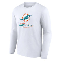 Miami Dolphins Logo Team Lockup Long Sleeve T-Shirt White | NFL