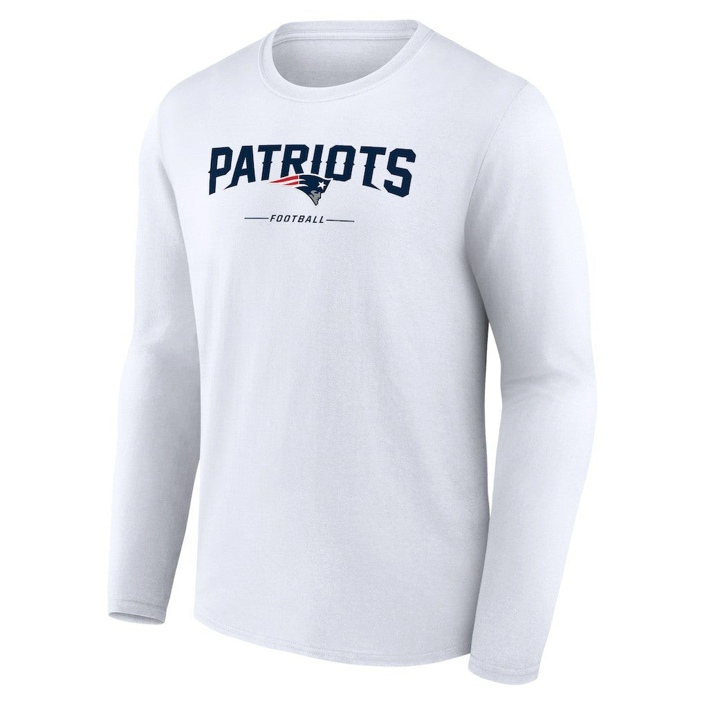 New England Patriots Logo Team Lockup Long Sleeve T-Shirt White | NFL