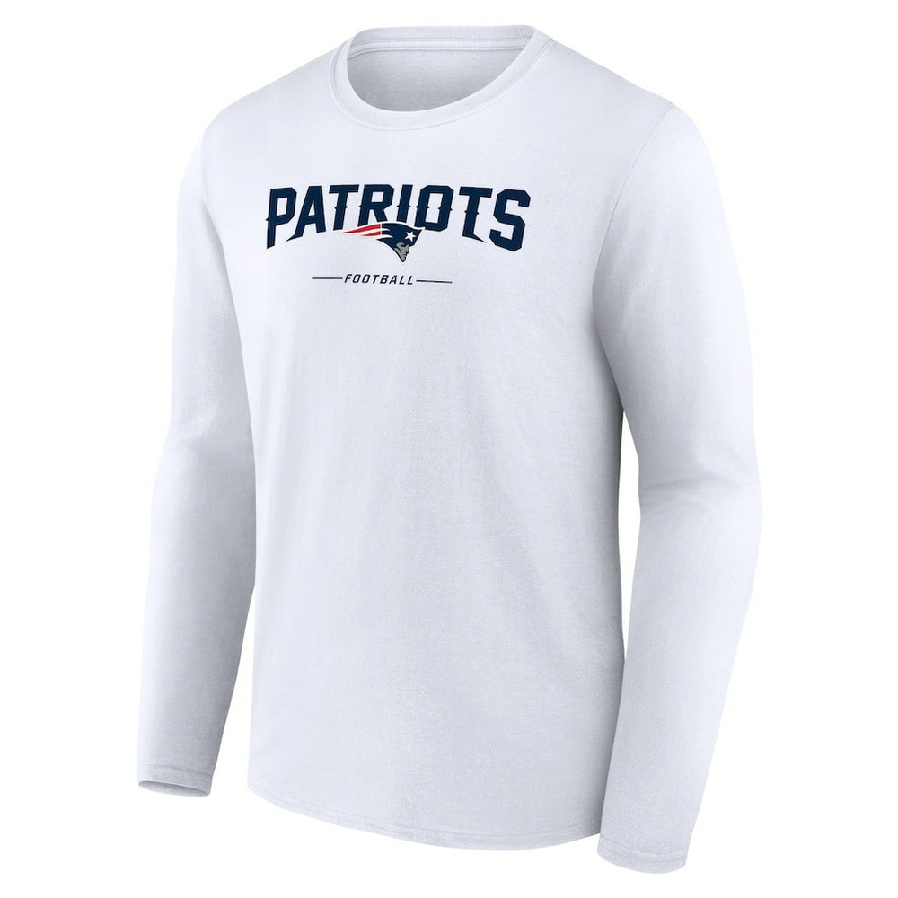 New England Patriots Logo Team Lockup Long Sleeve T-Shirt White | NFL