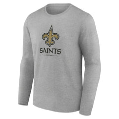 New Orleans Saints Logo Team Lockup Long Sleeve T-Shirt Gray | NFL