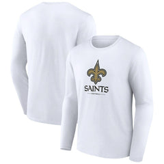 New Orleans Saints Logo Team Lockup Long Sleeve T-Shirt White | NFL
