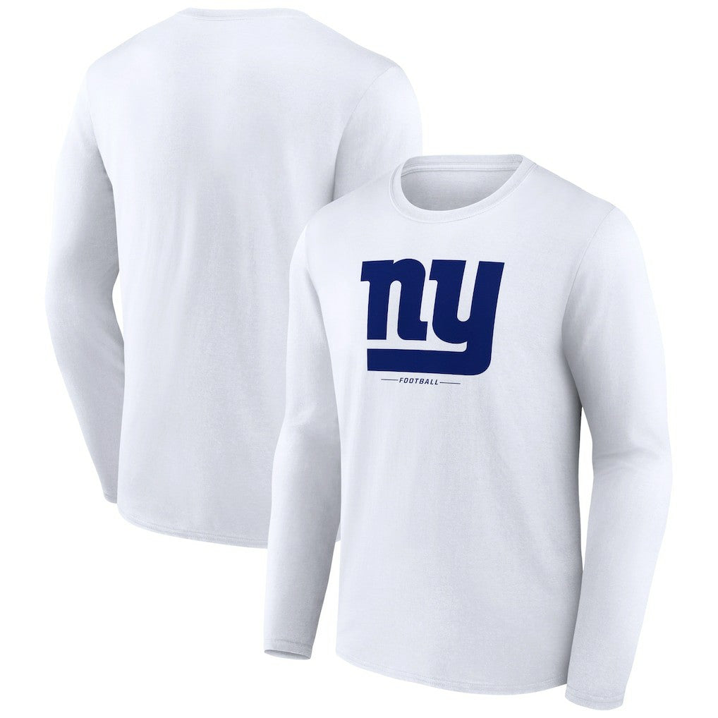 New York Giants Logo Team Lockup Long Sleeve T-Shirt White | NFL