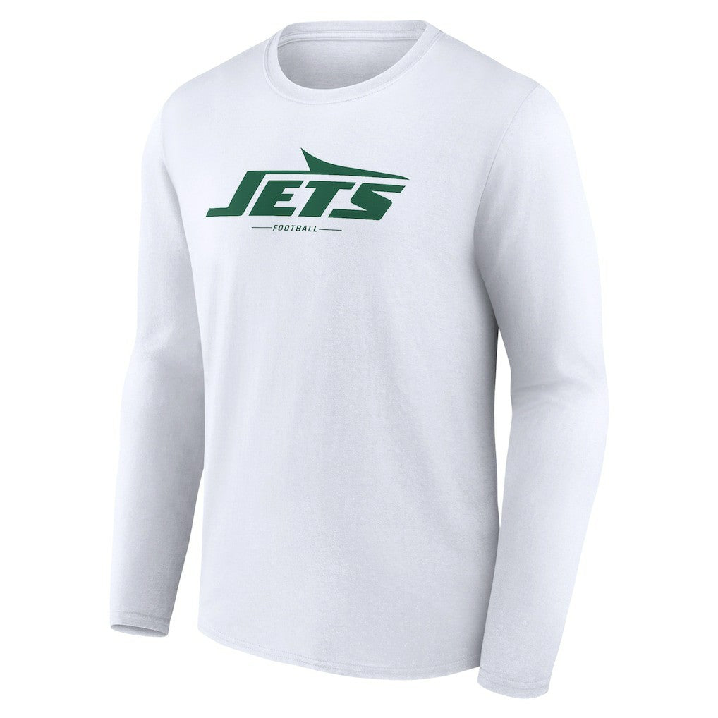 New York Jets Logo Team Lockup Long Sleeve T-Shirt White | NFL