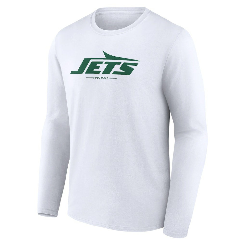 New York Jets Logo Team Lockup Long Sleeve T-Shirt White | NFL