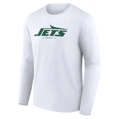 New York Jets Logo Team Lockup Long Sleeve T-Shirt White | NFL