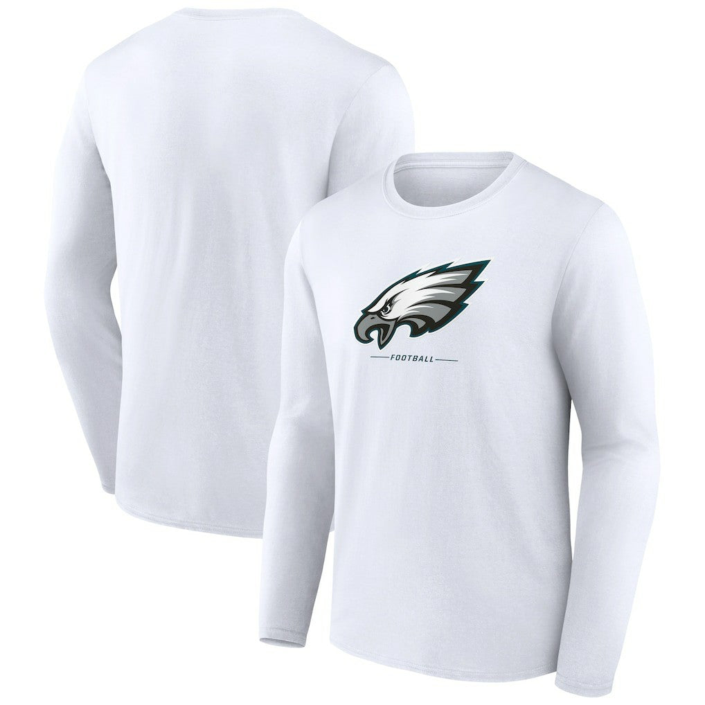 Philadelphia Eagles Logo Team Lockup Long Sleeve T-Shirt White | NFL