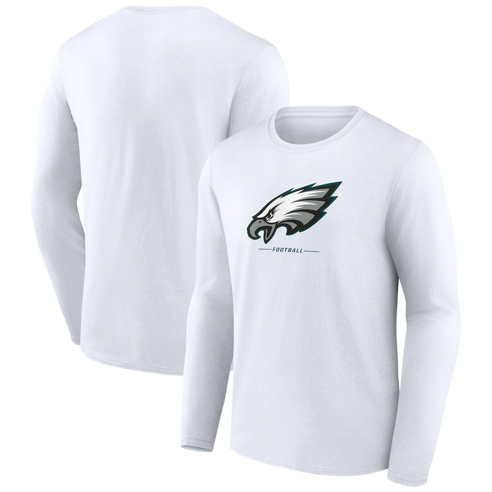 Philadelphia Eagles Logo Team Lockup Long Sleeve T-Shirt White | NFL