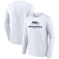Seattle Seahawks Logo Team Lockup Long Sleeve T-Shirt White | NFL