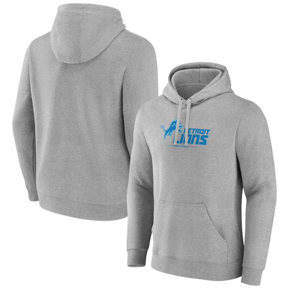 Detroit Lions Primary Logo Team Lockup Fitted Pullover Hoodie Gray | NFL