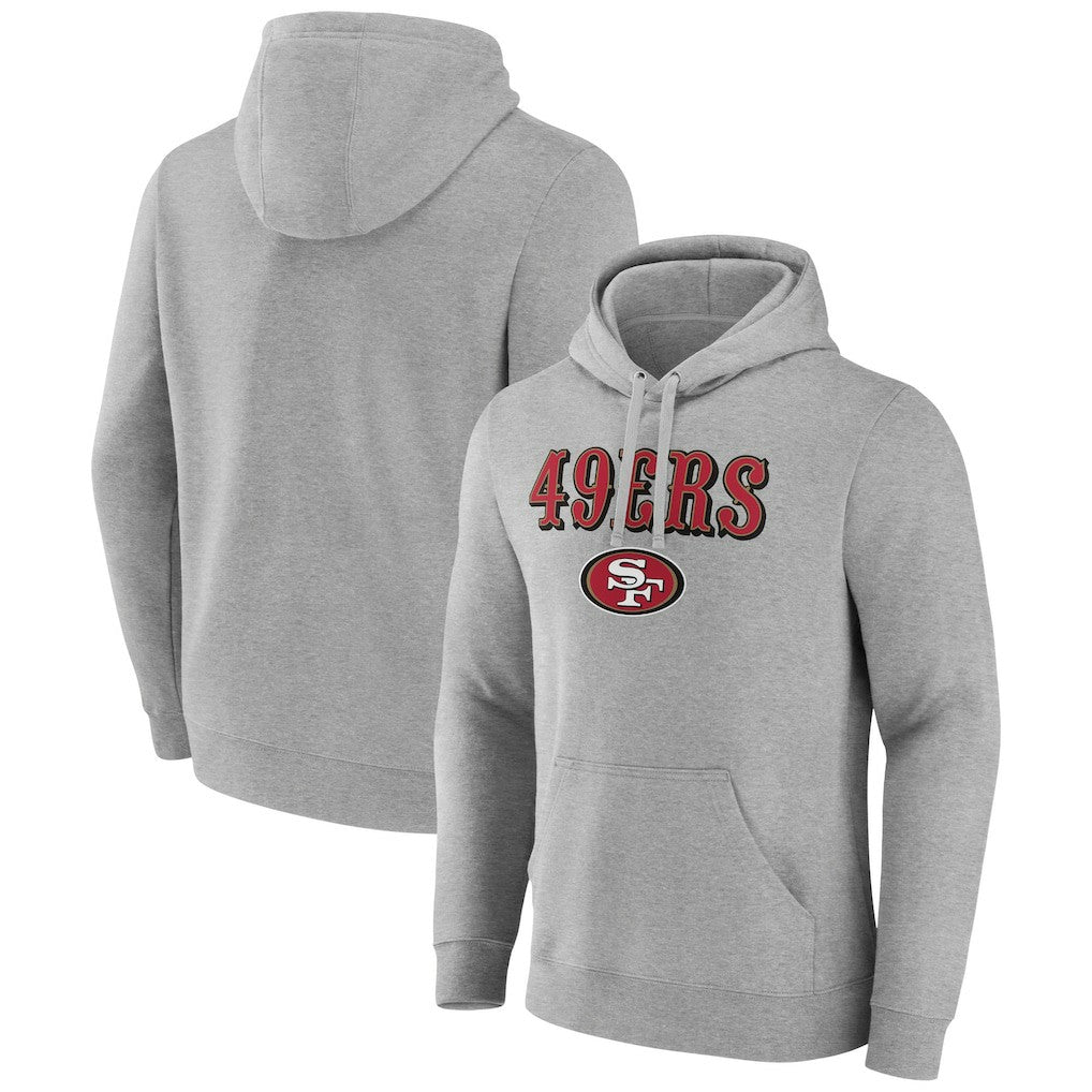 San Francisco 49ers Primary Logo Team Lockup Fitted Pullover Hoodie Gray | NFL