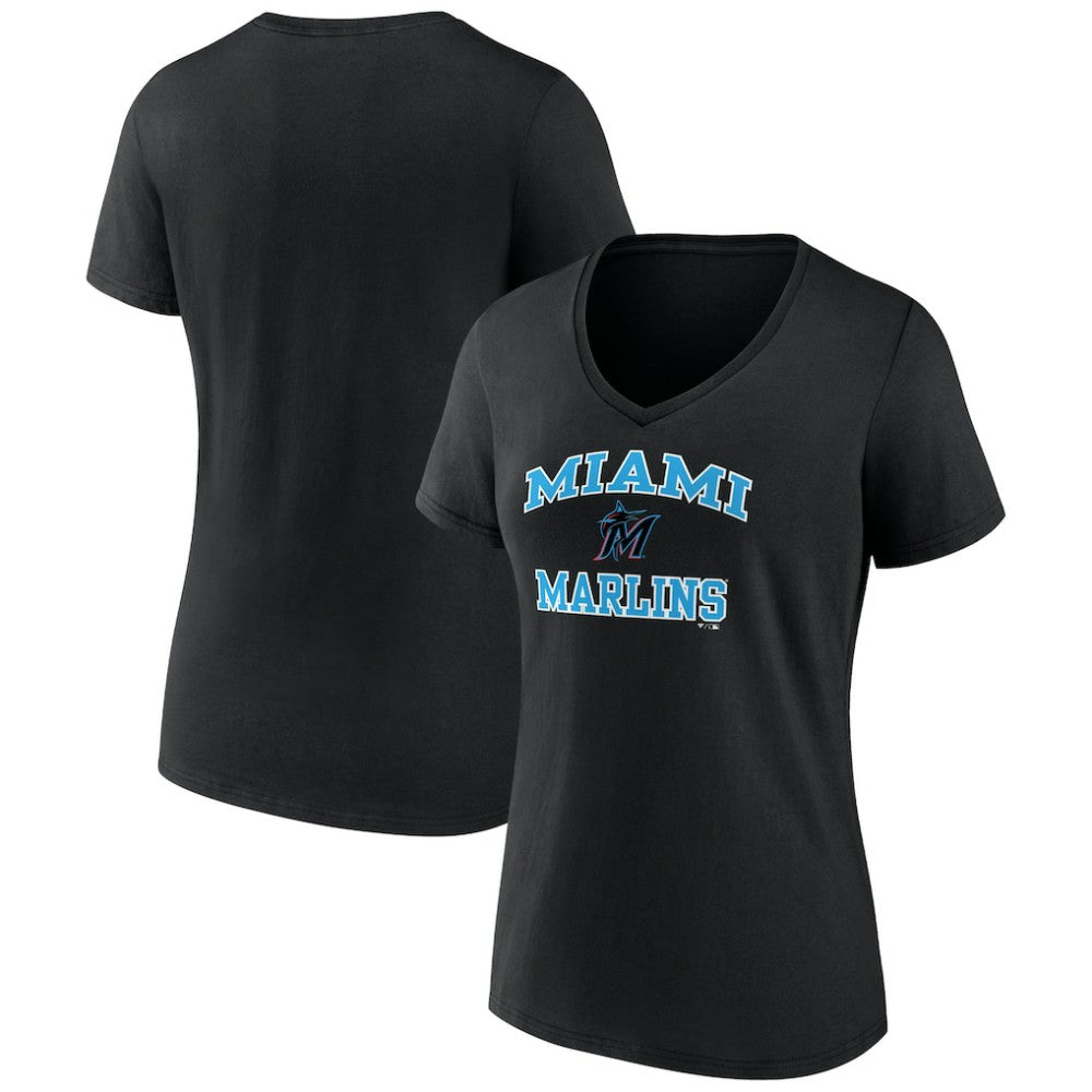 Miami Marlins Women's Heart and Soul V-Neck T-Shirt - MLB