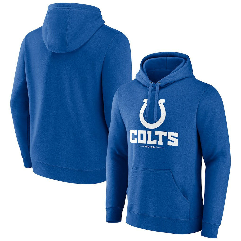 Indianapolis Colts Logo Team Lockup Fitted Pullover Hoodie Royal | NFL