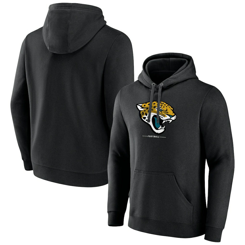 Jacksonville Jaguars Logo Team Lockup Fitted Pullover Hoodie Black | NFL