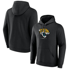 Jacksonville Jaguars Logo Team Lockup Fitted Pullover Hoodie Black | NFL
