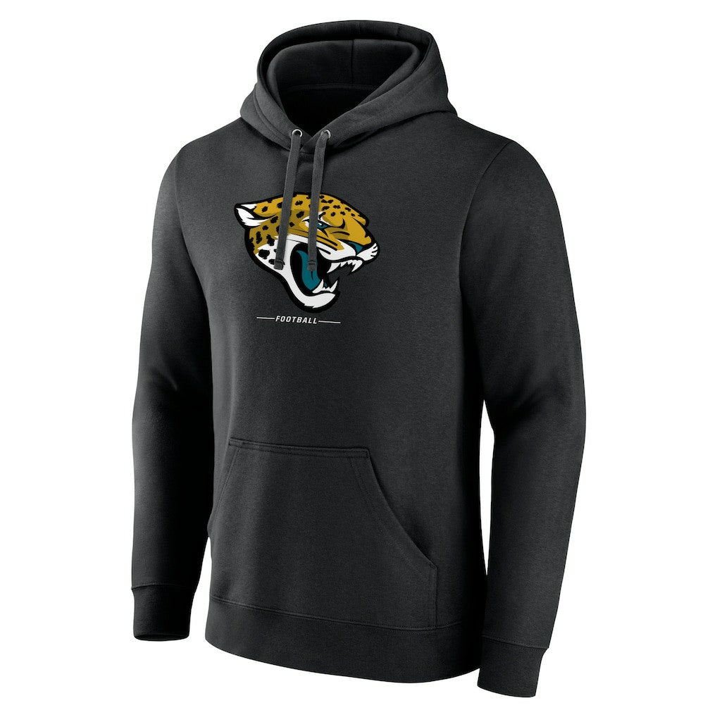 Jacksonville Jaguars Logo Team Lockup Fitted Pullover Hoodie Black | NFL