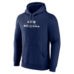 Seattle Seahawks Logo Team Lockup Fitted Pullover Hoodie Navy | NFL