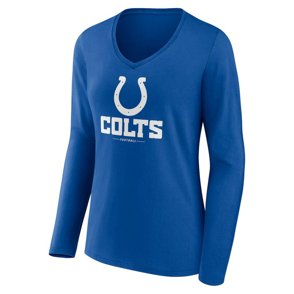 Indianapolis Colts Women's Logo Team Lockup Long Sleeve V-Neck T-Shirt Royal | NFL