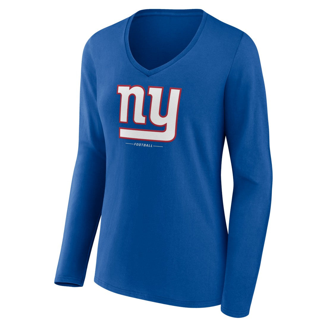 New York Giants Women's Logo Team Lockup Long Sleeve V-Neck T-Shirt Royal | NFL
