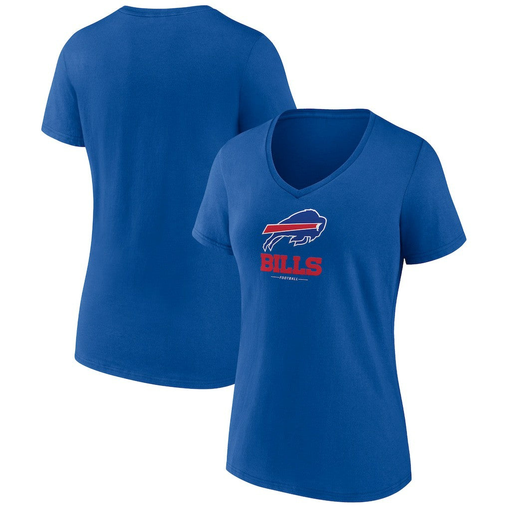 Buffalo Bills Women's Logo Team Lockup V-Neck T-Shirt Royal | NFL