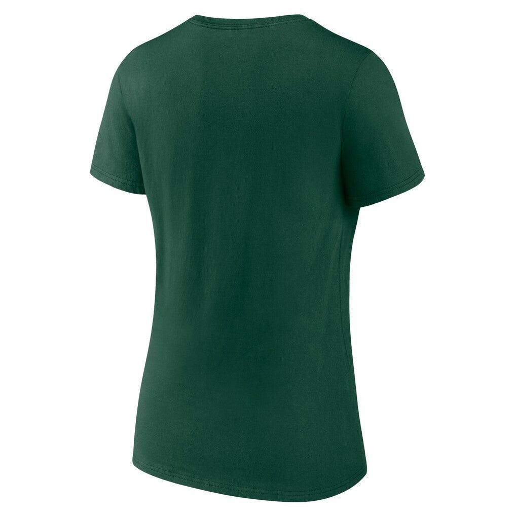 Green Bay Packers Women's Logo Team Lockup V-Neck T-Shirt Green | NFL