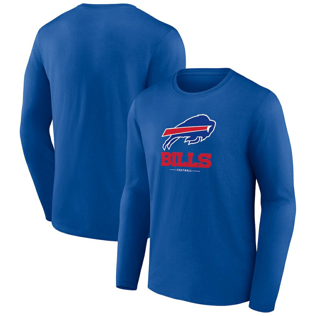 Buffalo Bills Logo Team Lockup Long Sleeve T-Shirt Royal | NFL