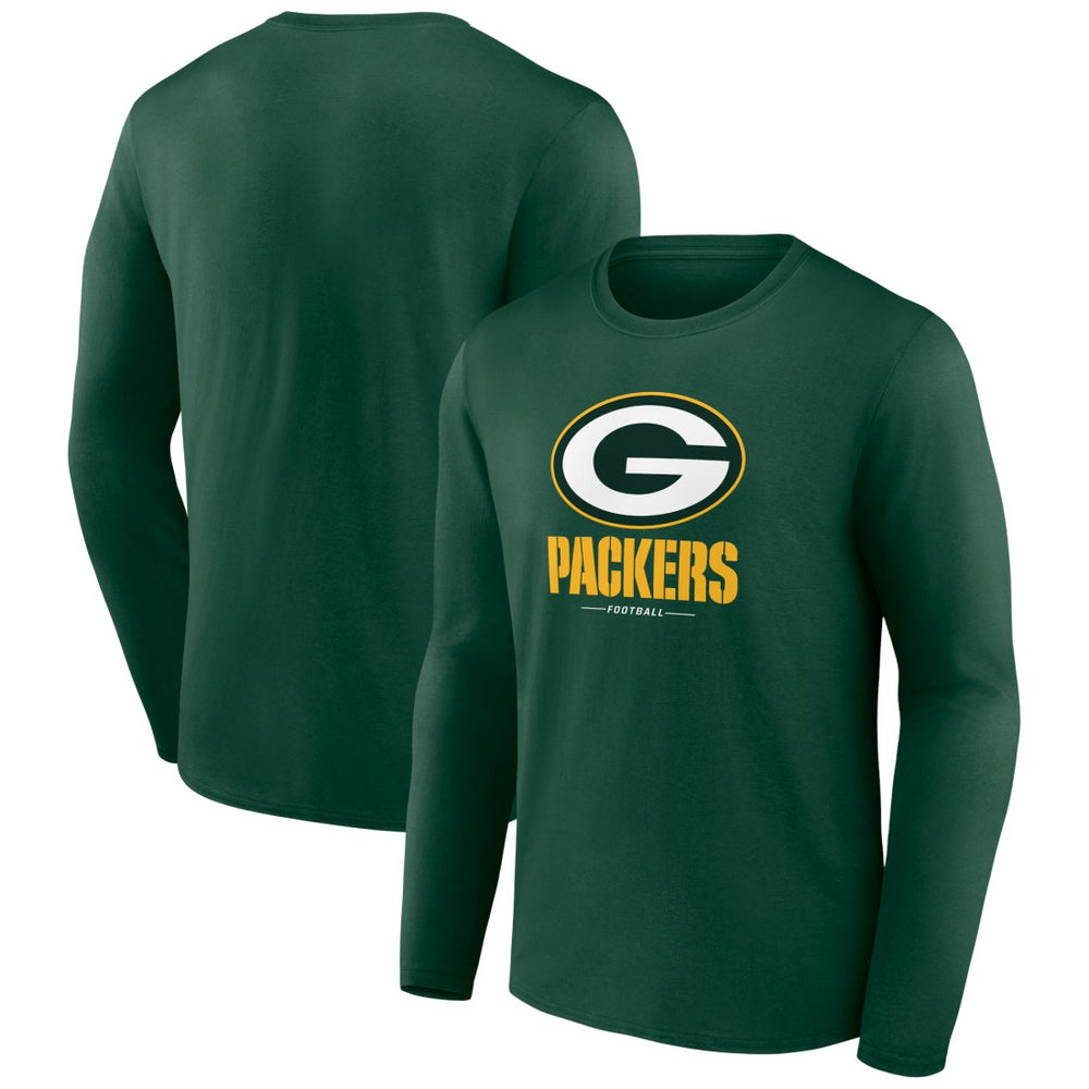 Green Bay Packers Logo Team Lockup Long Sleeve T-Shirt Green | NFL