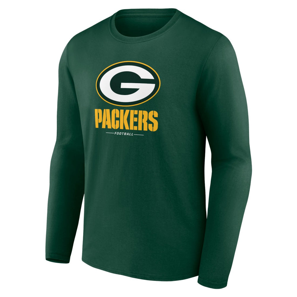 Green Bay Packers Logo Team Lockup Long Sleeve T-Shirt Green | NFL