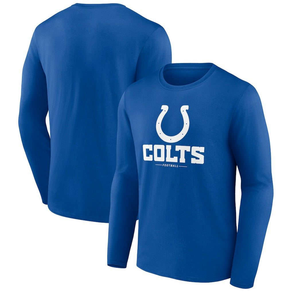 Indianapolis Colts Logo Team Lockup Long Sleeve T-Shirt Royal | NFL